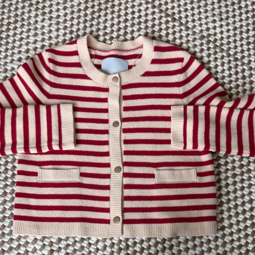 NVLT Red and Cream Striped Sweater